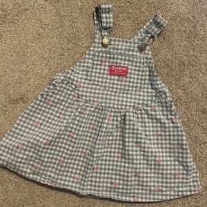 Vintage 90s OshKosh B'gosh Blue and Pink floral Checkered Jumper 2T